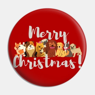 Merry Christmas with Dogs Pin