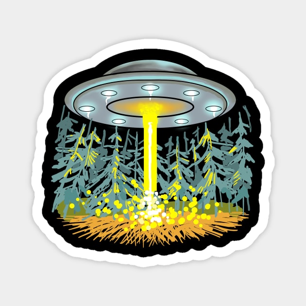 Flying saucer landing Magnet by Cohort shirts