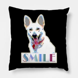 Cheerful Smiling Happy Dog Positive Motivation Cute Retro Dog Lover Pillow