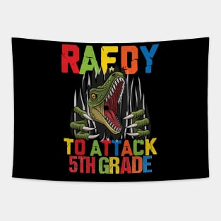 Funny Ready To Attack 5th Grade Shark First Day of School Gifts Kids Tapestry