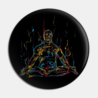 abstract colorful man meditates yoga Pin