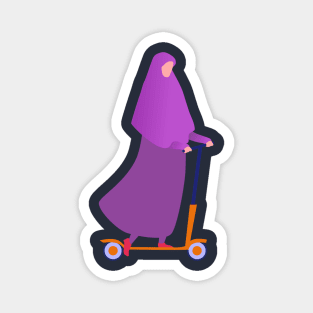 Muslim woman on scooter Magnet