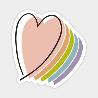 boho rainbow heart design line art heart Magnet