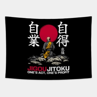 Japanese proverbs, one's act, one's profit. Tapestry