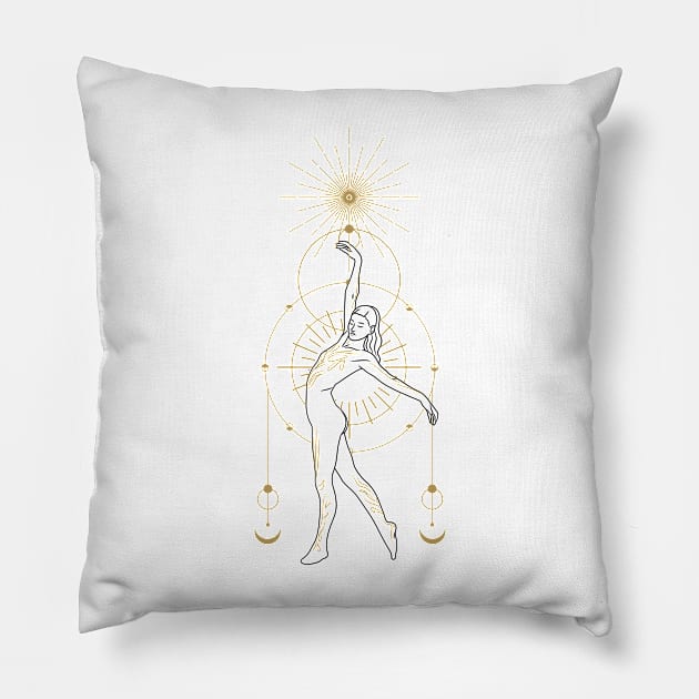 Dancer touching the stars Pillow by Kahytal