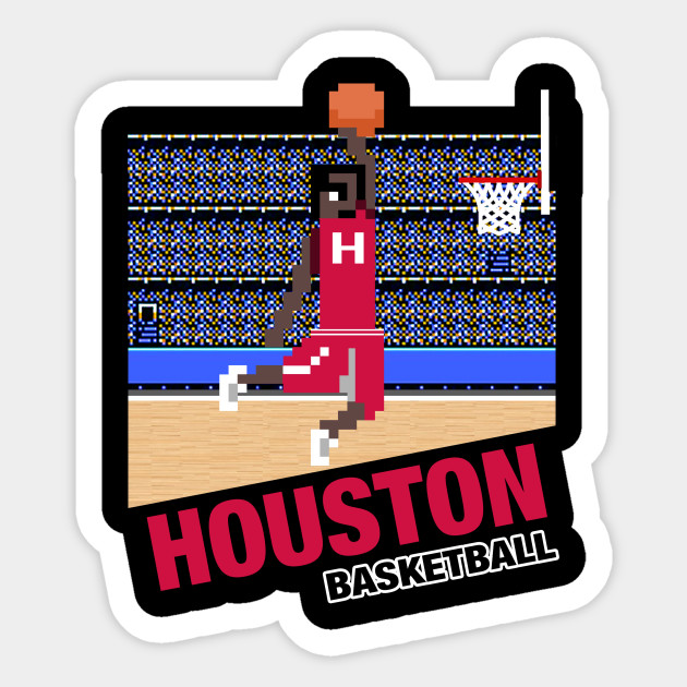 Houston Basketball 8 Bit Pixel Art Cartridge Design Houston Rockets Sticker Teepublic