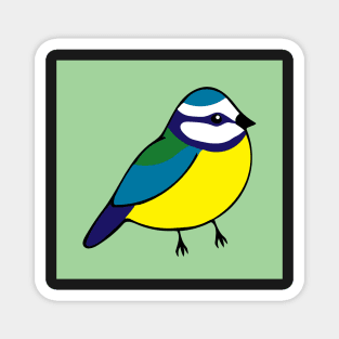 Bluetit print on green Magnet