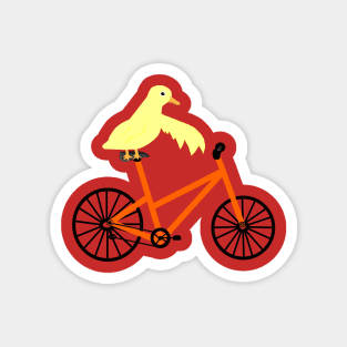 Duck On A Orange Bicycle Magnet