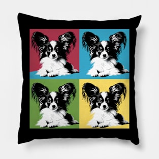 Pop Retro Papillon Art Painting - Cute Puppy Pillow