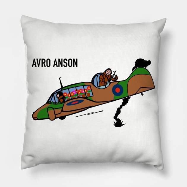 Avro Anson WW2 Plane Joke Art Illustration Flying Greenhouse Pillow by Battlefields