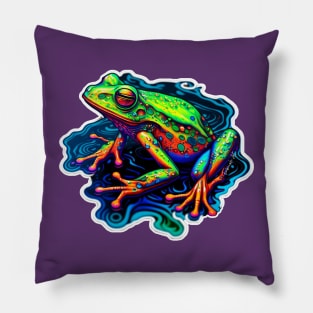 Melting Colorful Frog #2 Pillow