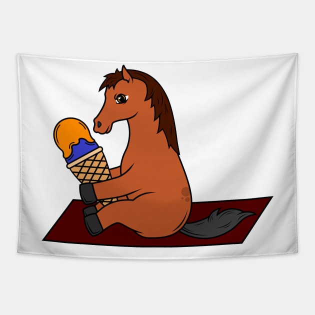 Horse with Waffle Ice Cream Tapestry by Markus Schnabel