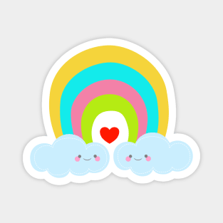 Cute Rainbow and Clouds in love Magnet