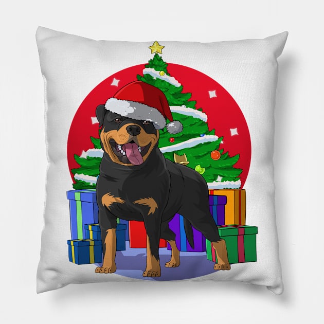 Rottweiler Christmas Pillow by Noseking