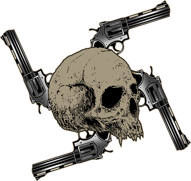 drawing gun and skull Kids T-Shirt by HornArt