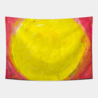 Yellow circle on a red base Tapestry