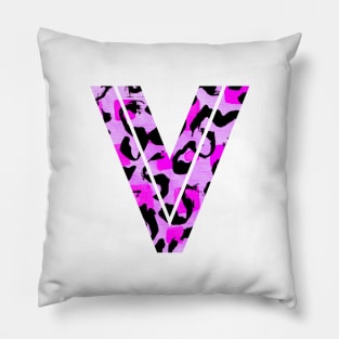 Letter V Watercolour Leopard Print Alphabet Pillow