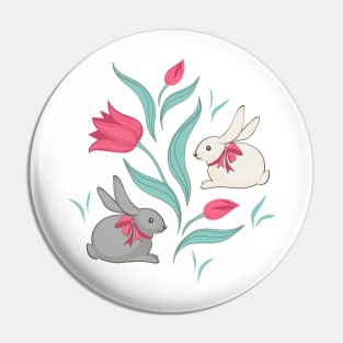 Bunny floral pattern Pin