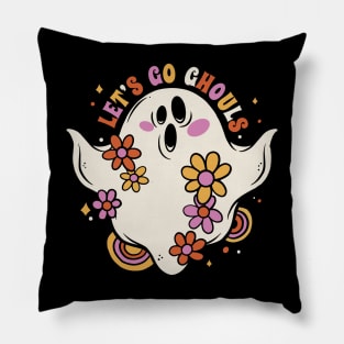 Let's Go Ghouls // Funny Groovy Ghost Halloween Pillow