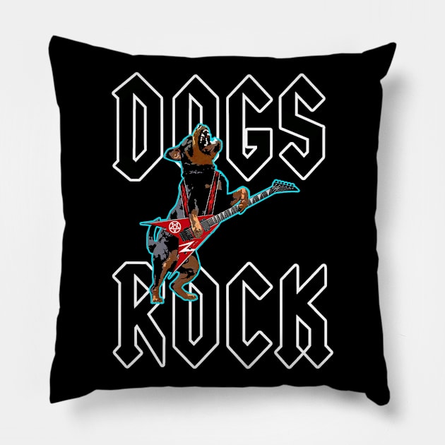 Dogs Rock #3 Pillow by SiSuSiSu