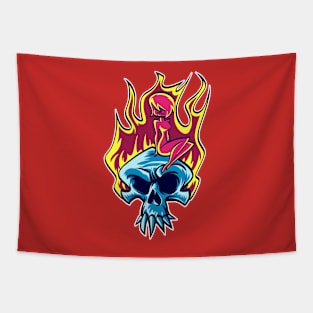 Skull on fire Tapestry