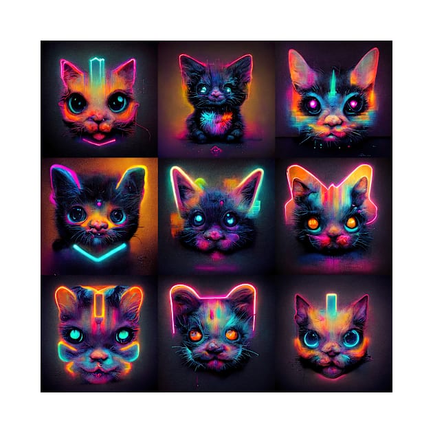 9 Neon Cats by wumples