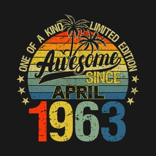 Vintage 59 Years Old April 1963 Decorations 59th Birthday T-Shirt