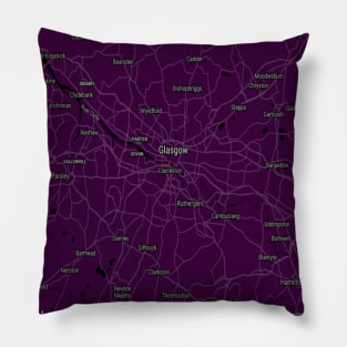 Glasgow deep purple map Pillow