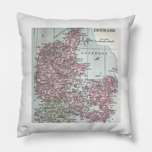 Denmark antiquarian map 1800s Pillow