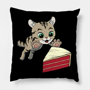 Highlander Cat excited to eat Red Velvet Cake Pillow