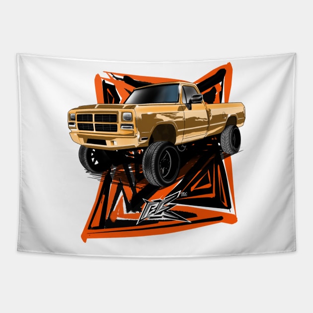 dodge first gen truck yellow Tapestry by naquash