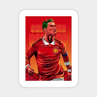 Crimson Fury: Illustrating Cristiano Ronaldo as the Red Devil Magnet