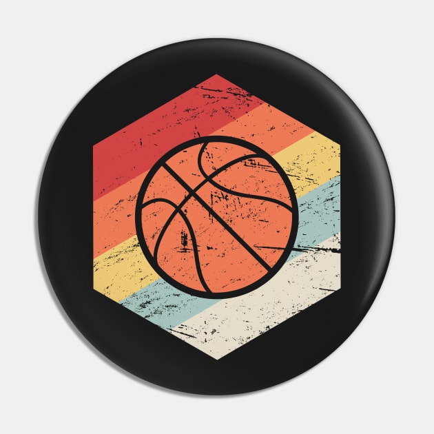 Retro 70s Basketball Icon Pin by MeatMan