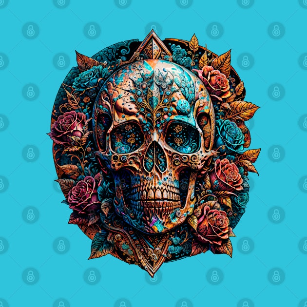 Skull & Roses (1.1) - Trippy Psychedelic Skulls by TheThirdEye