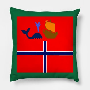 Sporty Norway Design on Green Background Pillow