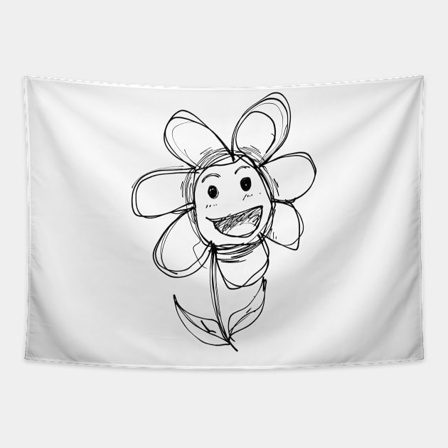 Smile flower sketch Tapestry by Agesswara