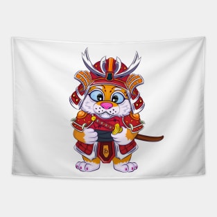 Cartoon Samurai Tiger. Tapestry