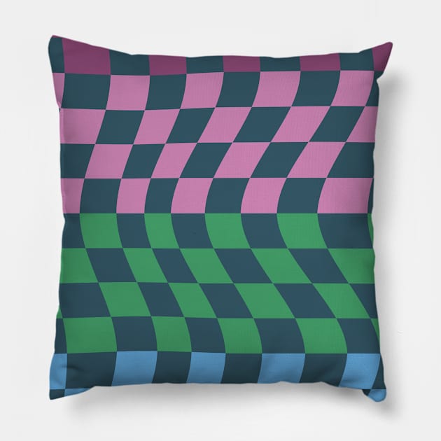 Colorful Checkerboard Pattern 6 Pillow by Colorable