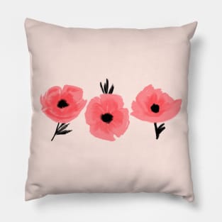 Pink Abstract Poppies in a Row Pillow