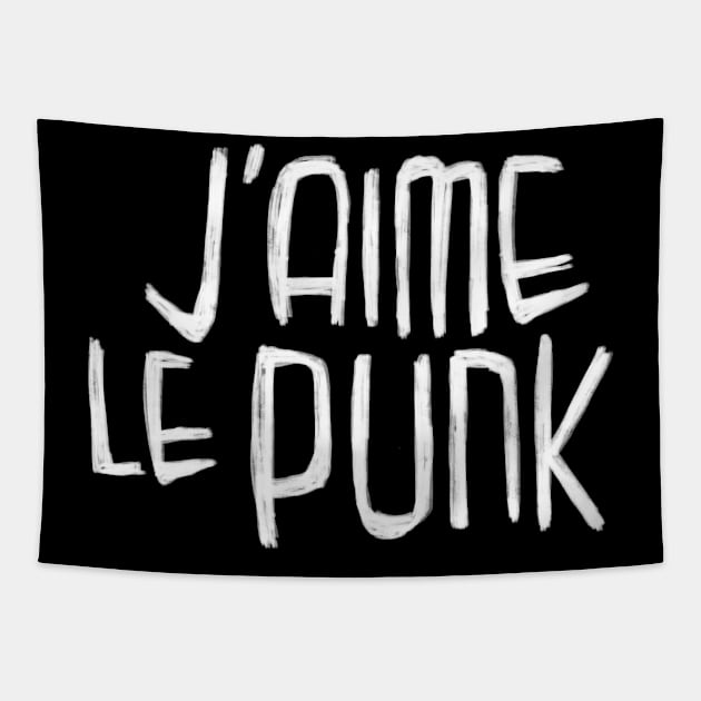 Punk Music, Punk Typography, J'aime le Punk Tapestry by badlydrawnbabe
