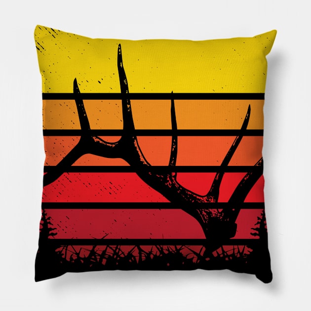 Hunting elk or deer shed Nevada sunset antler Hunter T-shirt Pillow by tmuzaa