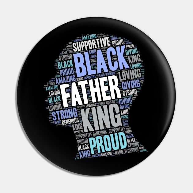 Black Man Father's Day Words in Afro Pin by blackartmattersshop