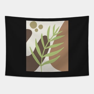 Minimal Modern  Abstract Shapes Abstract Green Leaf Warm Tones  Pattern Tapestry