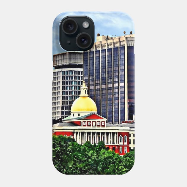 Boston MA - Skyline with Massachusetts State House Phone Case by SusanSavad