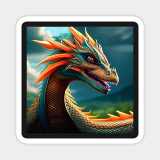 Ancient Blue and Orange Dragon Magnet