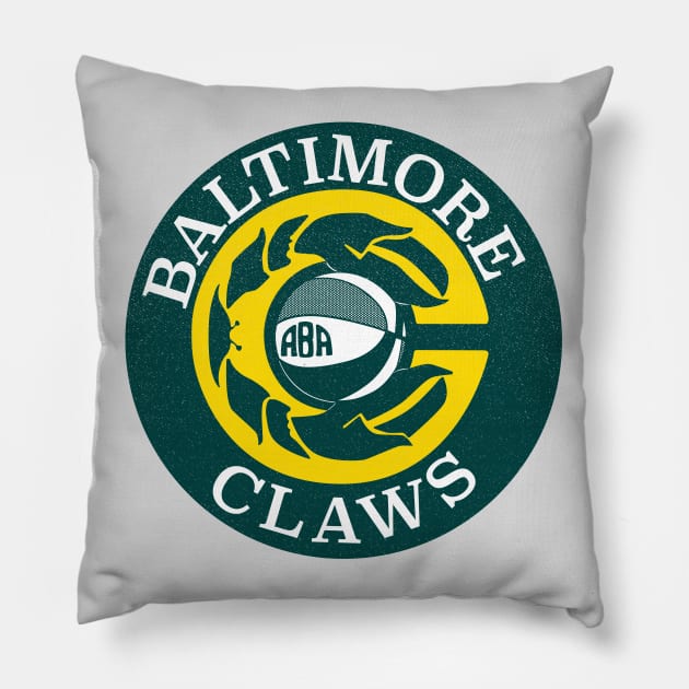 Defunct - Baltimore Claws ABA Basketball 1975 Pillow by LocalZonly