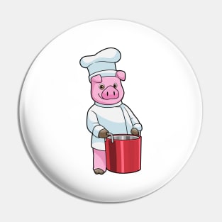 Pig as Cook with Cooking pot Pin