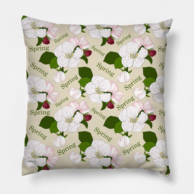 Apple blossom. Spring time for love and romance. Pillow by KateQR