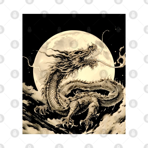 Chinese Dragon and Full Moon: Chinese New Year, Year of the Dragon by Puff Sumo