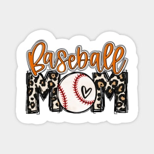 Baseball Mom Orange Leopard Baseball Mama Magnet